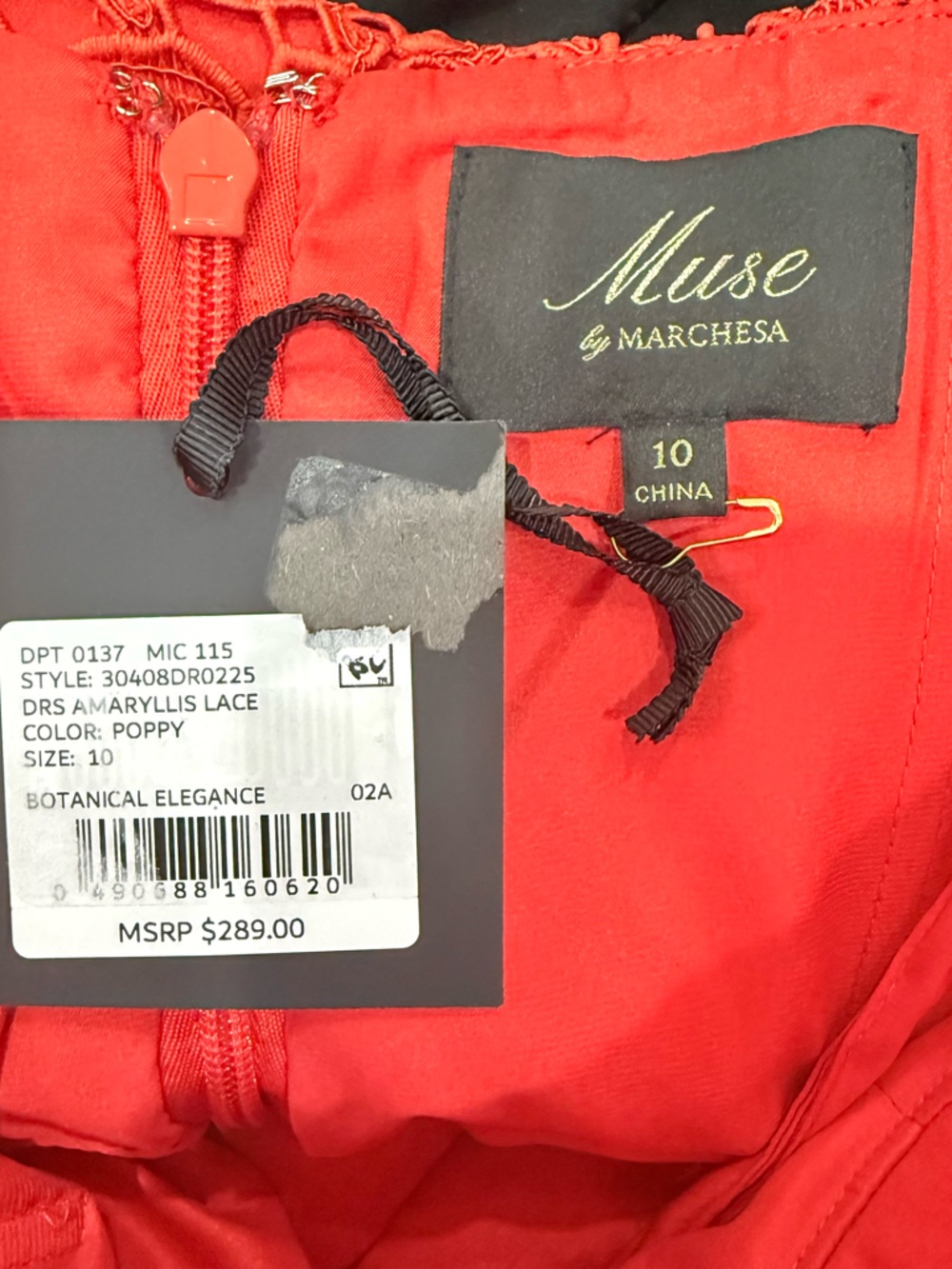Muse by Marchesa Amaryllis Red Lace Peplum Midi Cocktail Dress Off Shoulder NWT - Picture 11 of 15